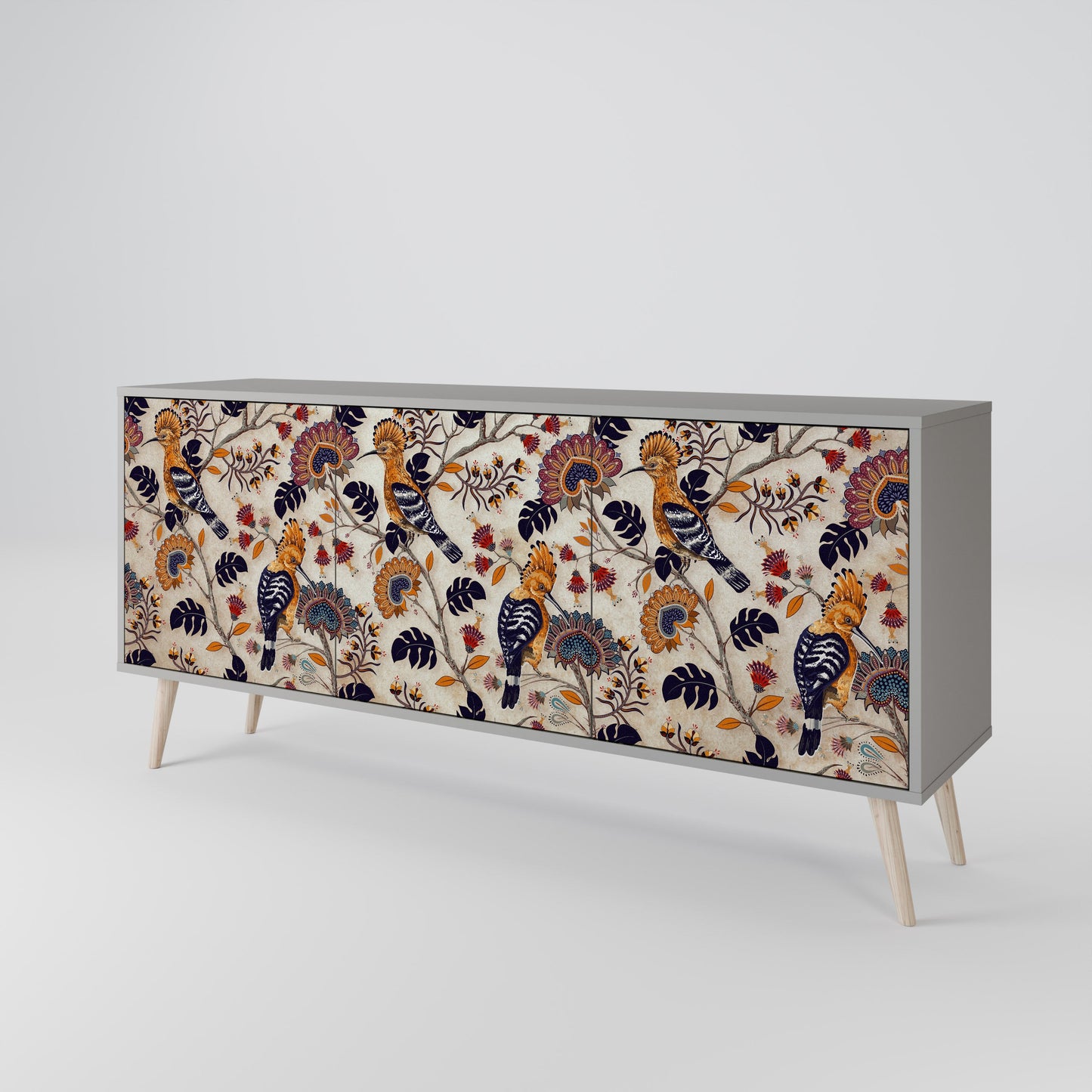 EMINENT HOOPOE 3-Door Sideboard in Grey Finish