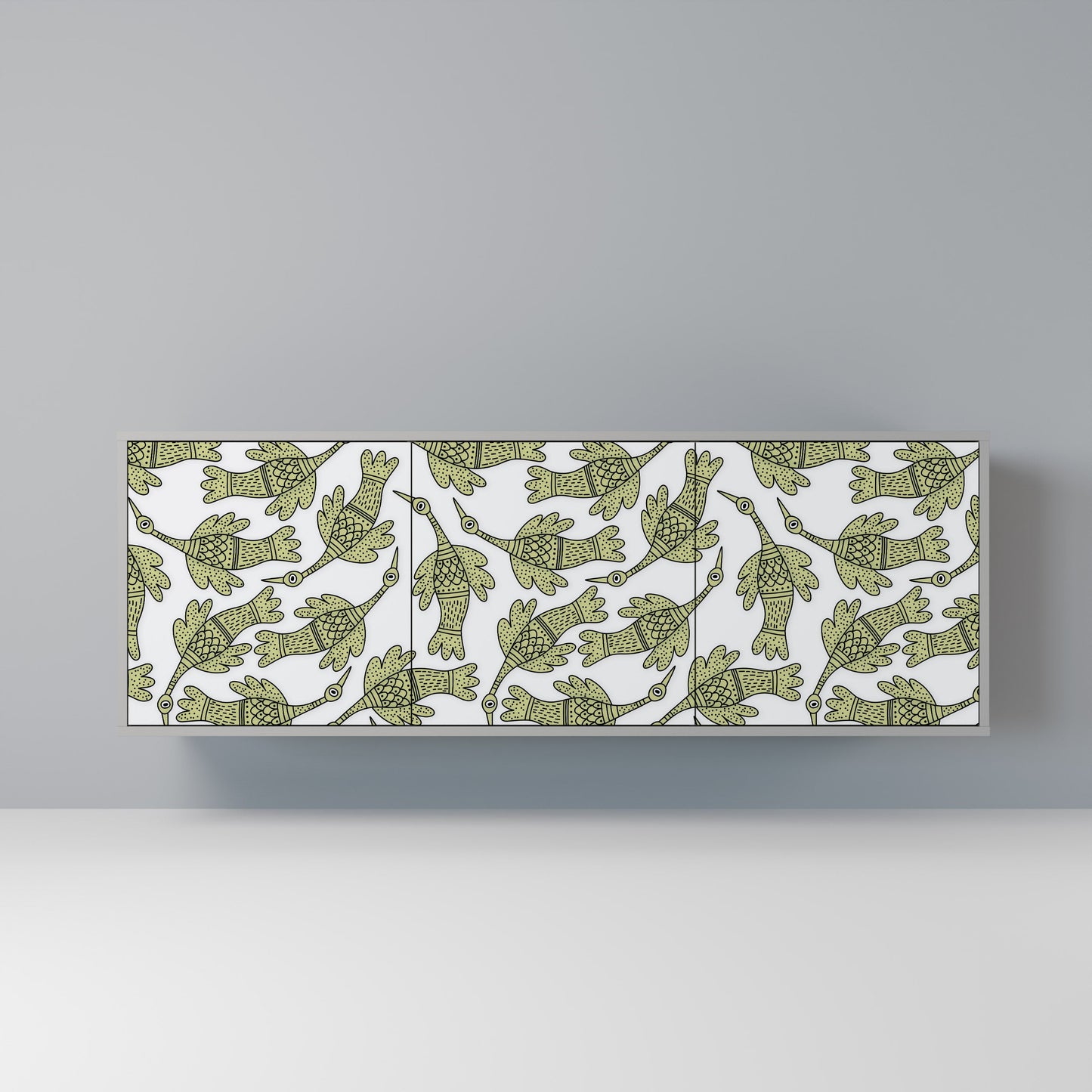 SEEDLING SONGBIRD 3-Door Sideboard in Grey Finish