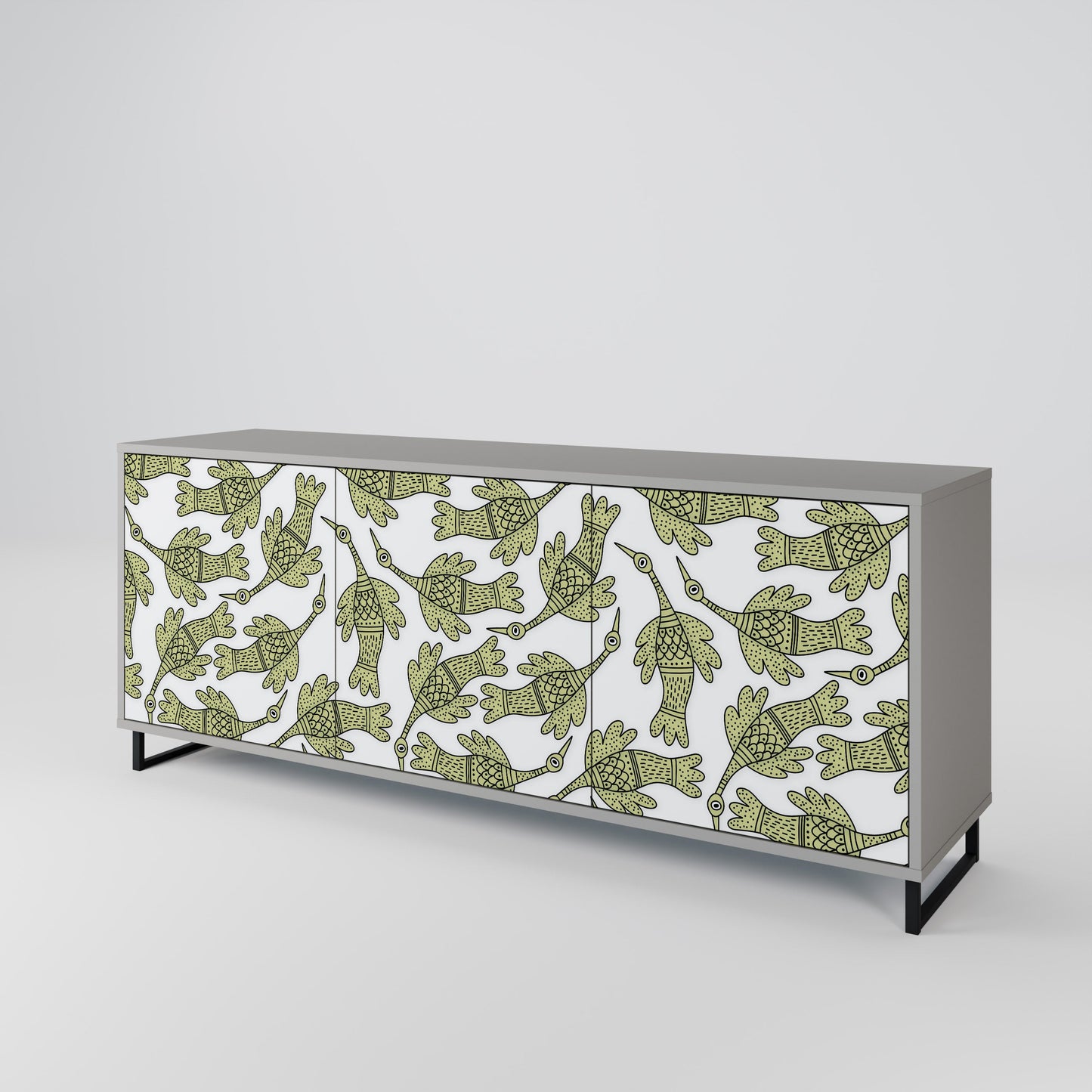 SEEDLING SONGBIRD 3-Door Sideboard in Grey Finish