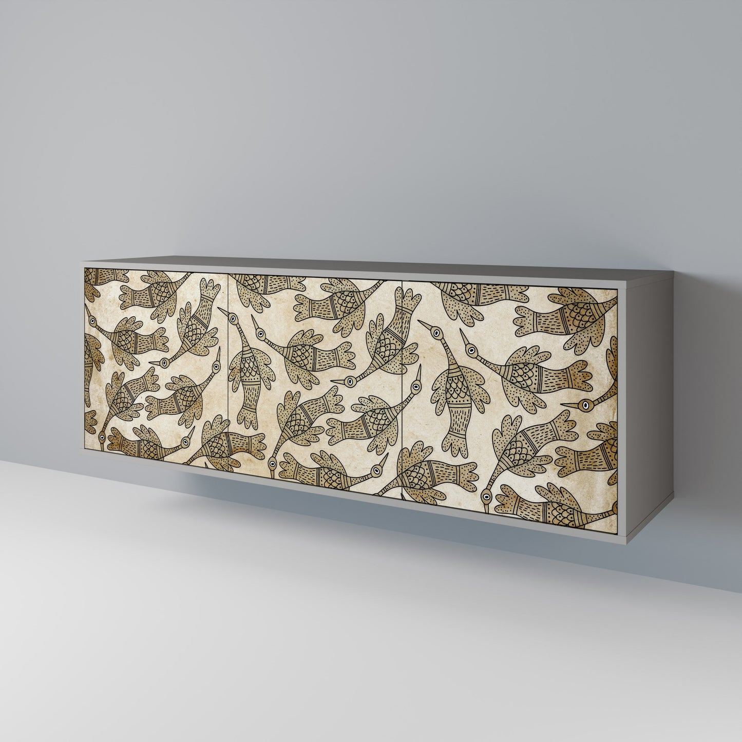 ALMONDINE SONGBIRD Buffet 3 Portes Finition Grise