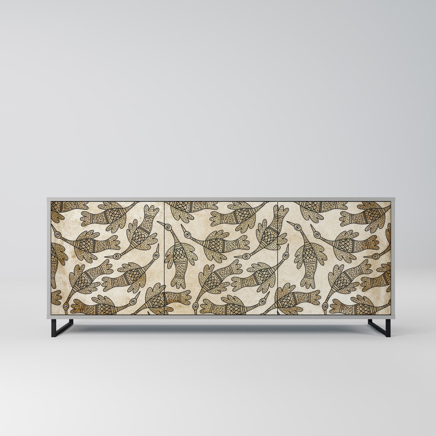 ALMONDINE SONGBIRD Buffet 3 Portes Finition Grise