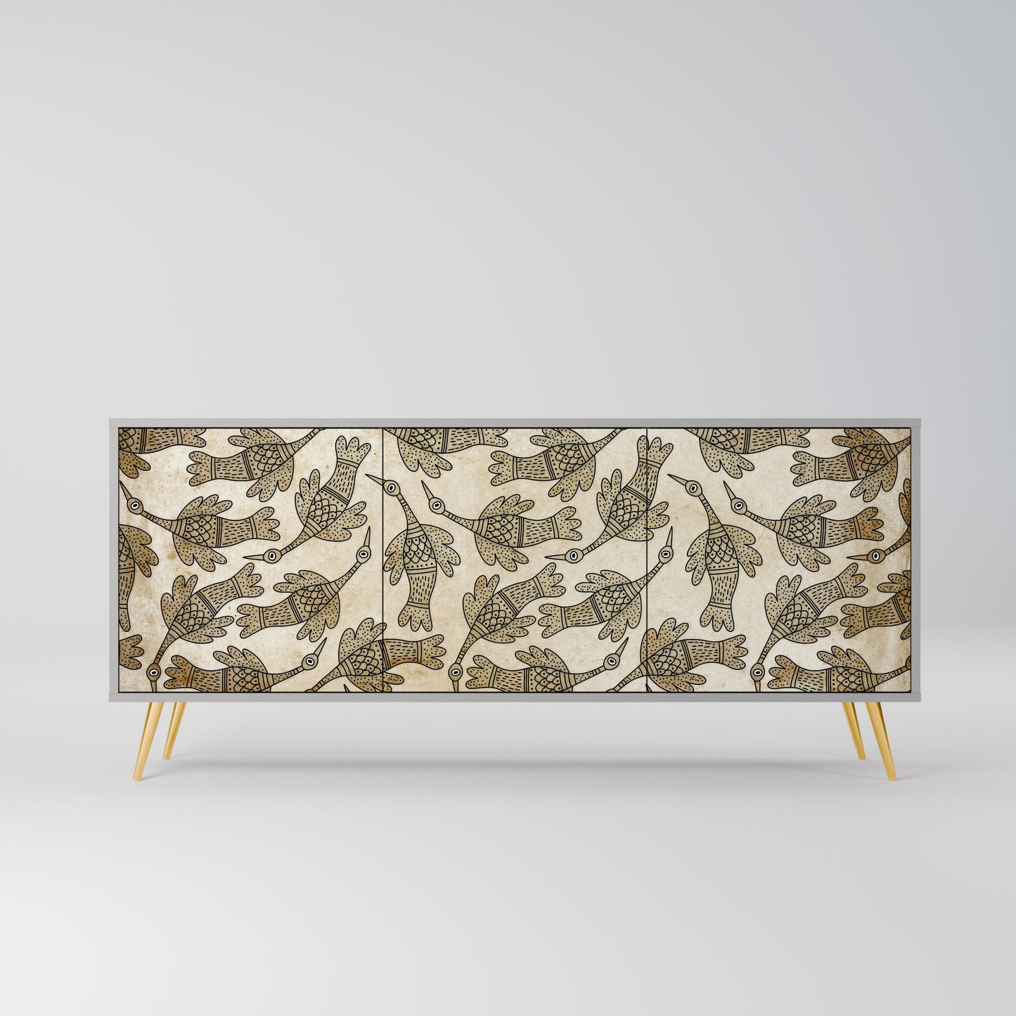 ALMONDINE SONGBIRD Buffet 3 Portes Finition Grise