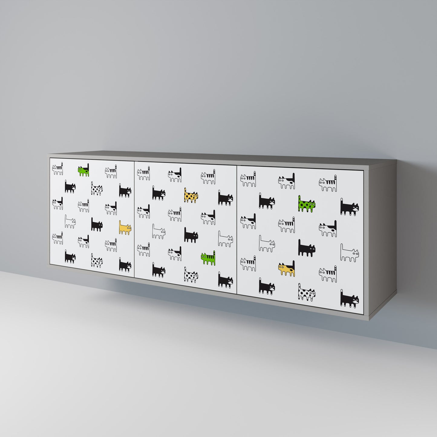 CATS COMPILATION 3-Door Sideboard in Grey Finish