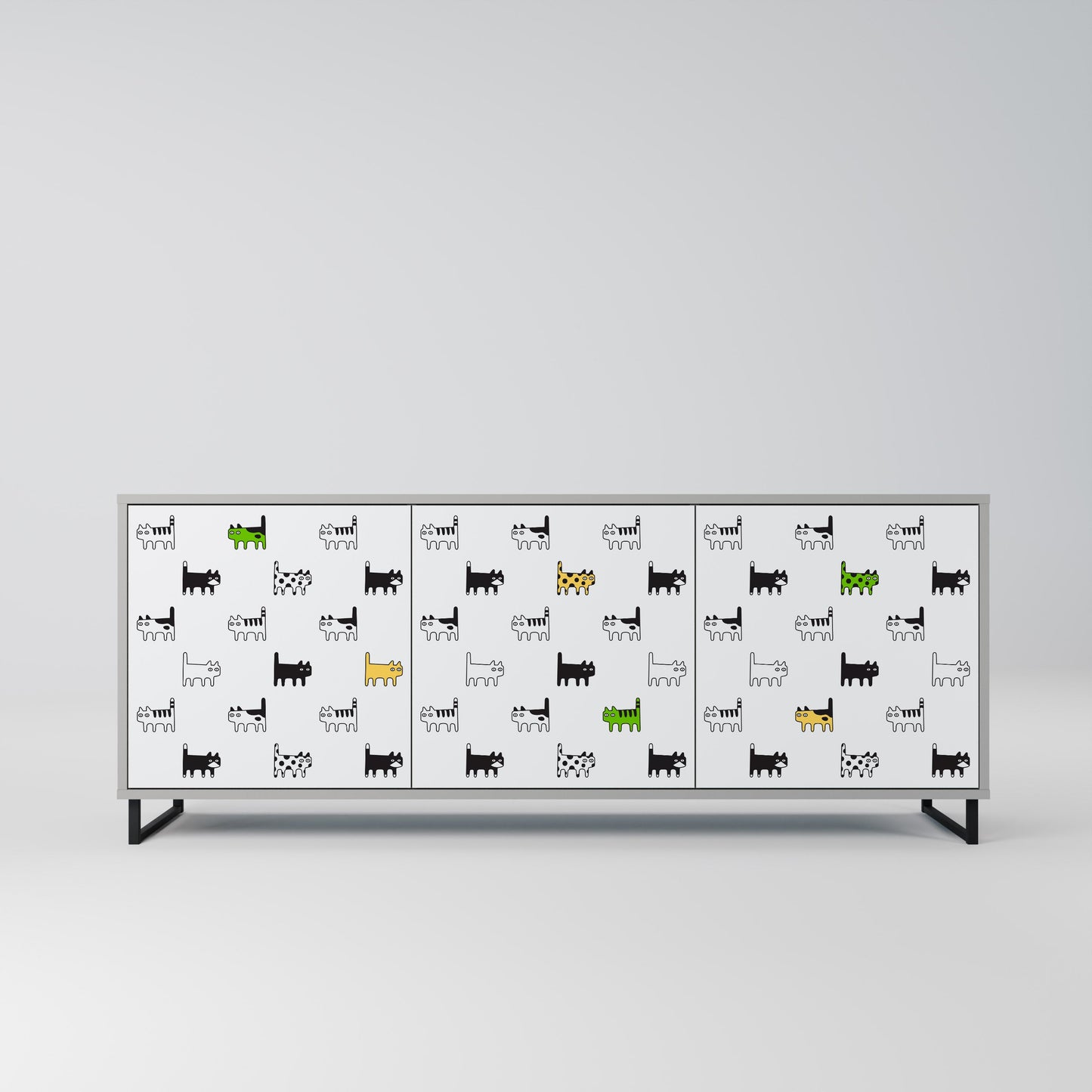 CATS COMPILATION 3-Door Sideboard in Grey Finish