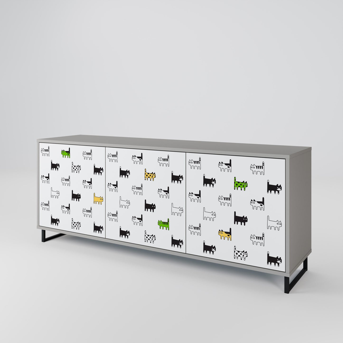 CATS COMPILATION 3-Door Sideboard in Grey Finish