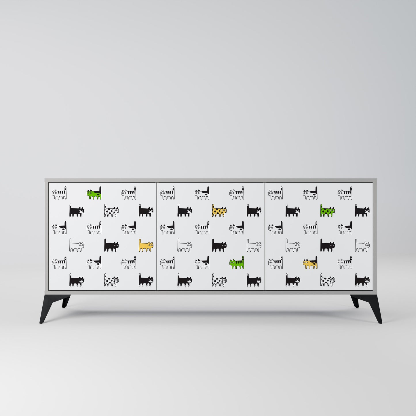 CATS COMPILATION 3-Door Sideboard in Grey Finish