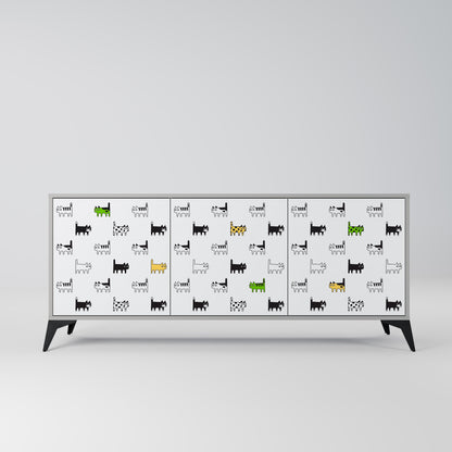 CATS COMPILATION 3-Door Sideboard in Grey Finish