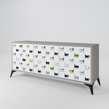 CATS COMPILATION 3-Door Sideboard in Grey Finish