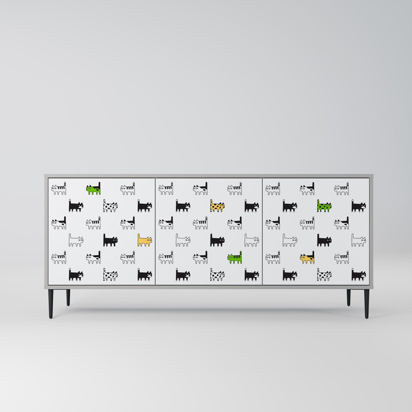 CATS COMPILATION 3-Door Sideboard in Grey Finish