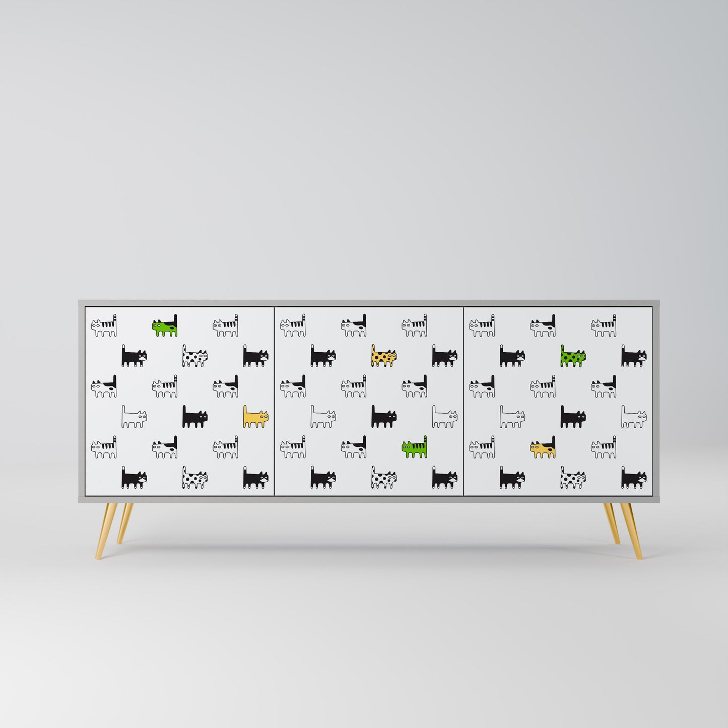 CATS COMPILATION 3-Door Sideboard in Grey Finish