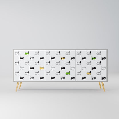 CATS COMPILATION 3-Door Sideboard in Grey Finish