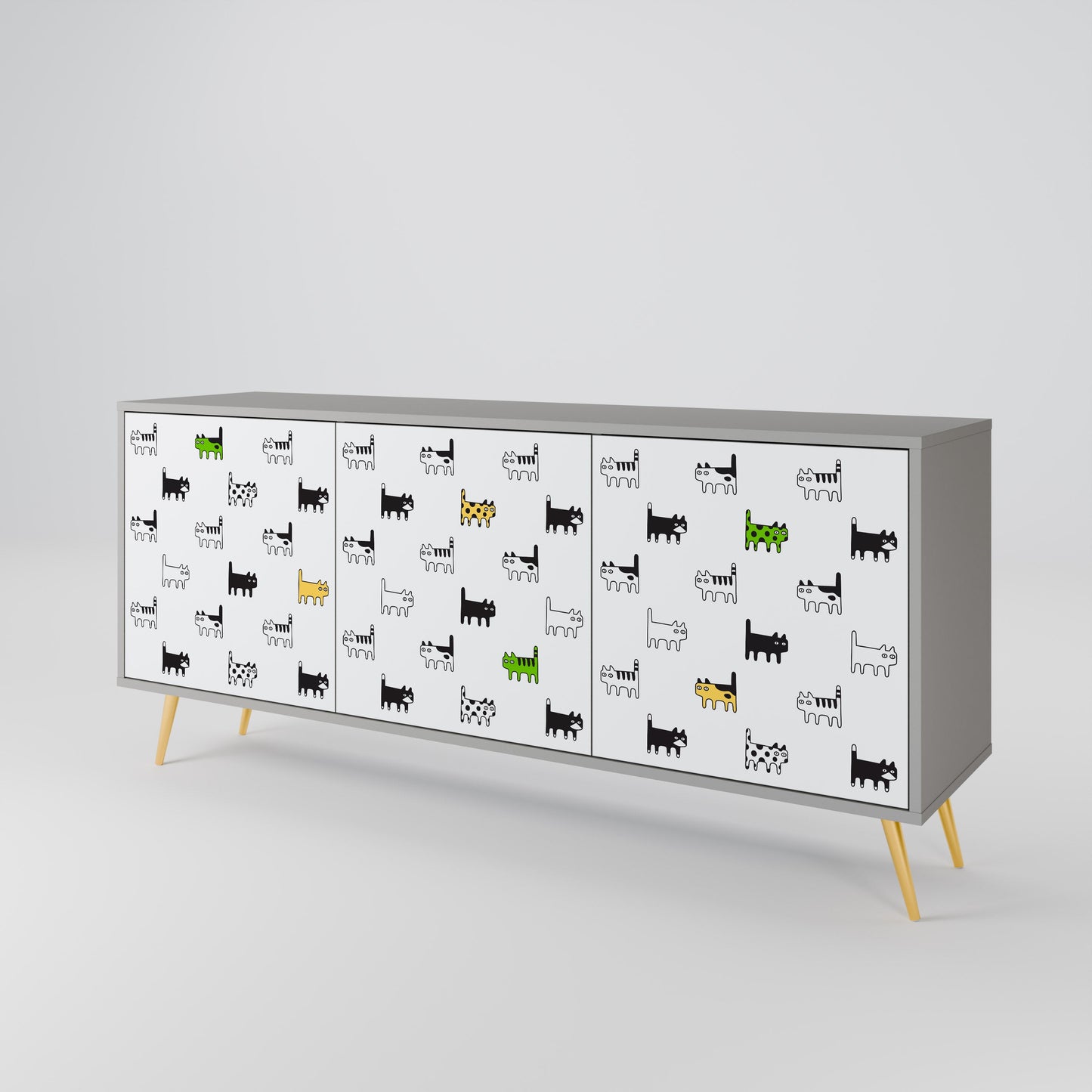 CATS COMPILATION 3-Door Sideboard in Grey Finish