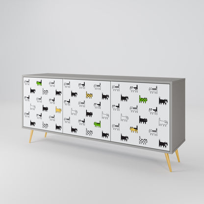 CATS COMPILATION 3-Door Sideboard in Grey Finish