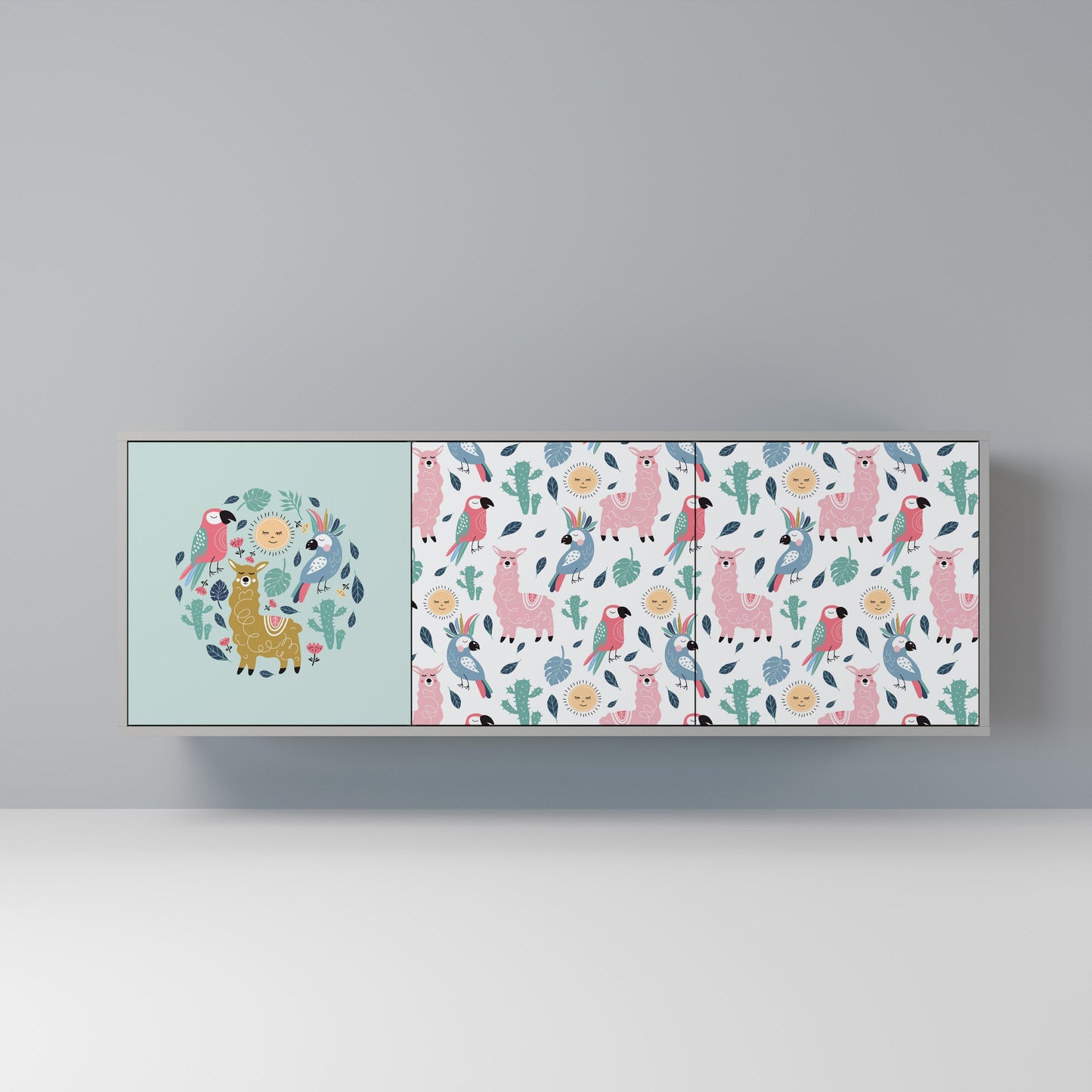 COLORFUL ALPACAS Buffet 3 Portes Finition Grise