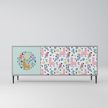 COLORFUL ALPACAS Buffet 3 Portes Finition Grise