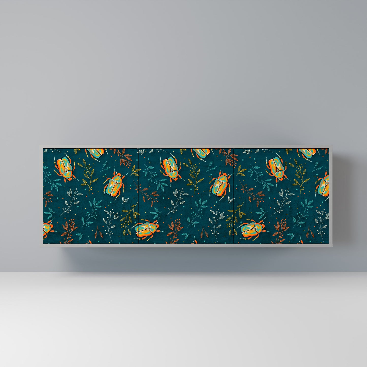 AUTUMN INSECTS Buffet 3 Portes Finition Grise