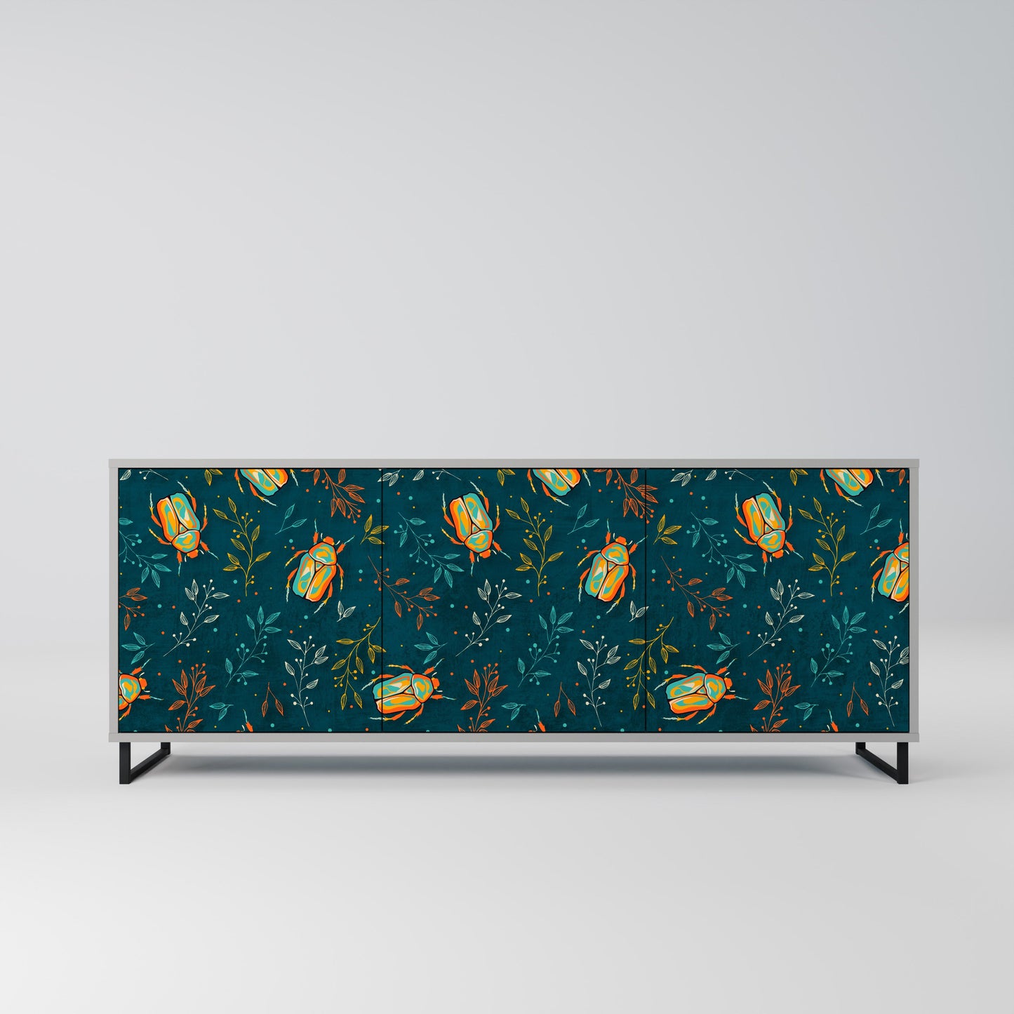 AUTUMN INSECTS Buffet 3 Portes Finition Grise