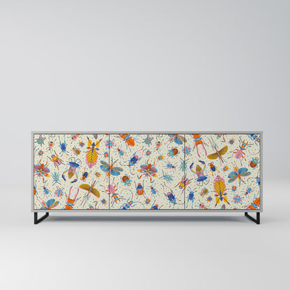 COLORFUL INSECTS Buffet 3 Portes Finition Grise