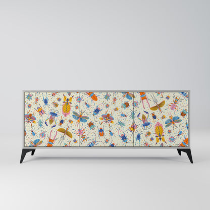 COLORFUL INSECTS Buffet 3 Portes Finition Grise