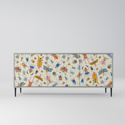 COLORFUL INSECTS Buffet 3 Portes Finition Grise