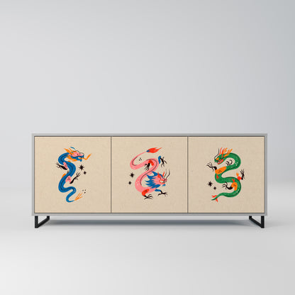 MYTHOLOGICAL CREATURES Buffet 3 Portes Finition Grise