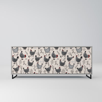 HAPPY HENS Buffet 3 Portes Finition Grise