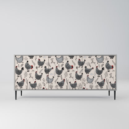 HAPPY HENS Buffet 3 Portes Finition Grise