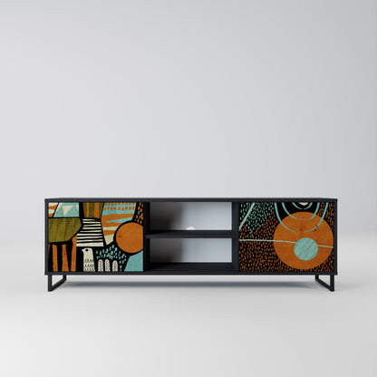 GEODE GLIMMER 2-Door TV Stand in Black Finish