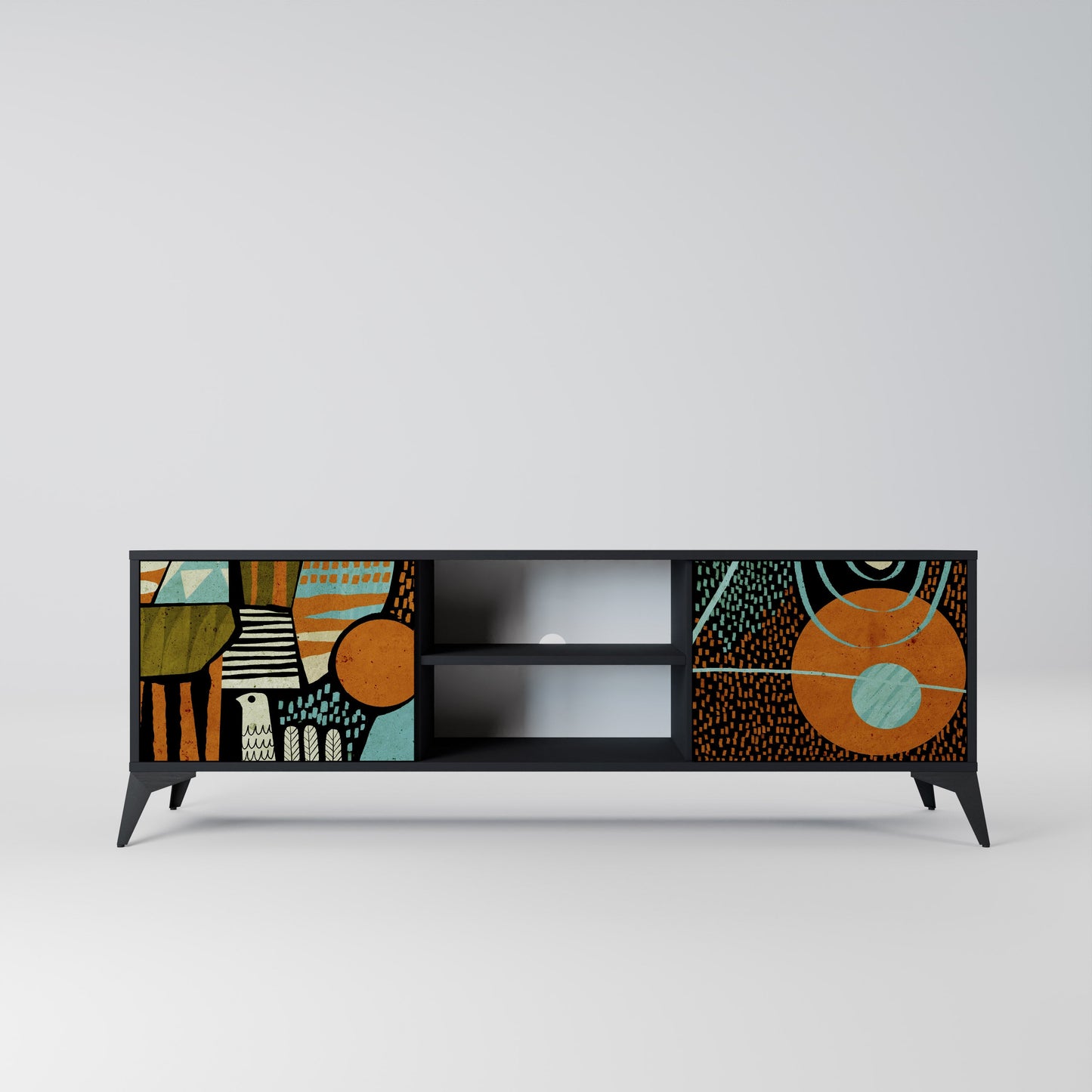 GEODE GLIMMER 2-Door TV Stand in Black Finish