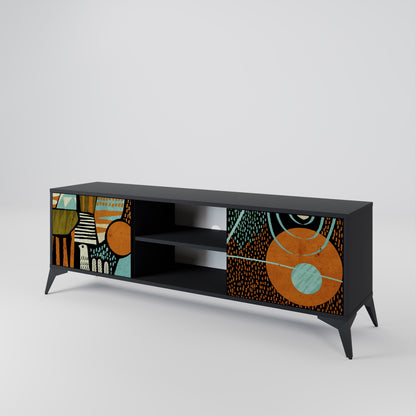 GEODE GLIMMER 2-Door TV Stand in Black Finish
