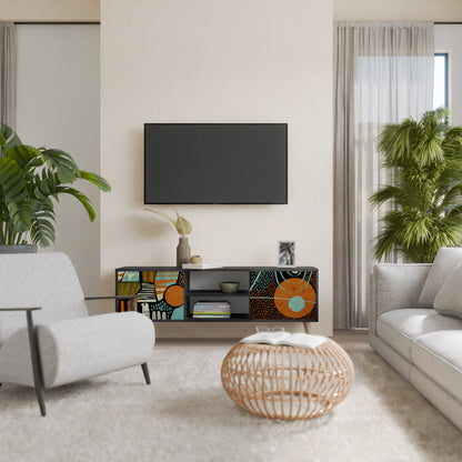 GEODE GLIMMER 2-Door TV Stand in Black Finish