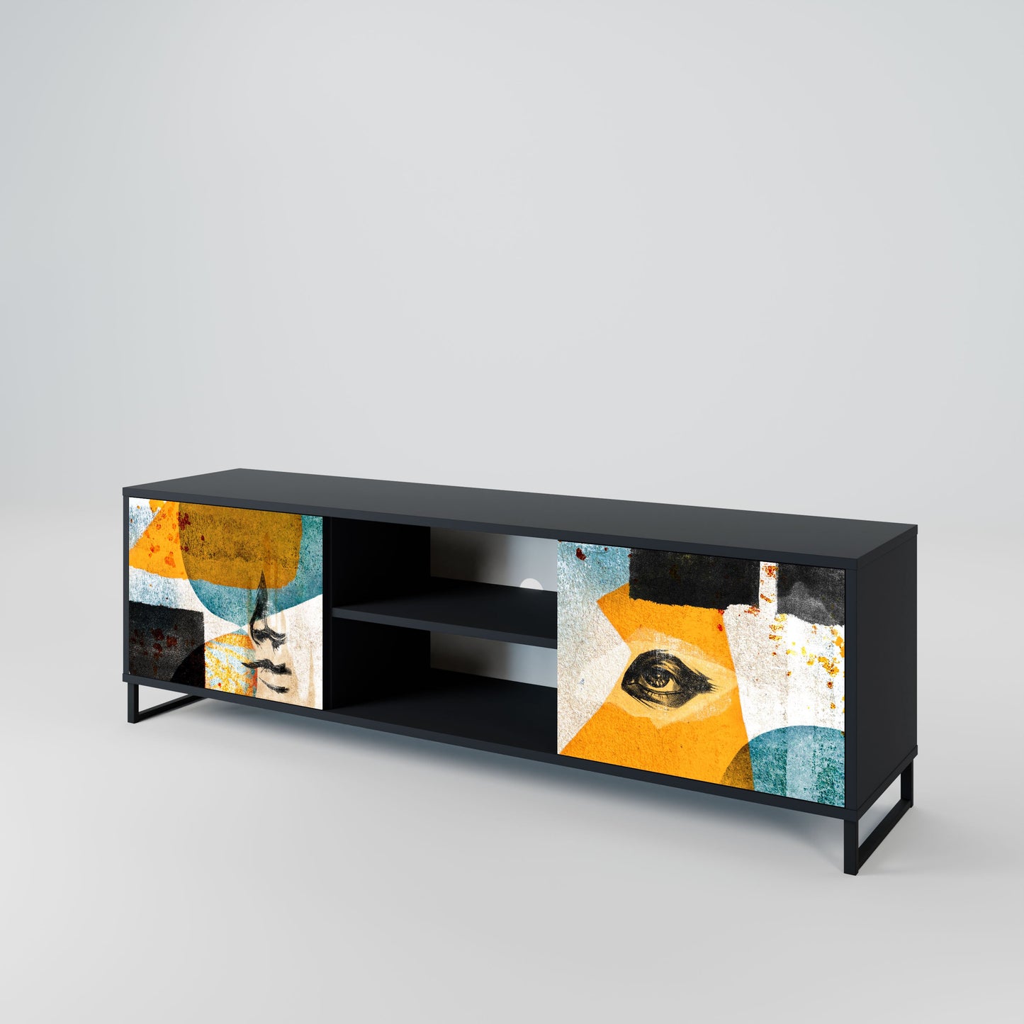 ABSTRACT FACES Mobile TV a 2 Ante in Finitura Nera