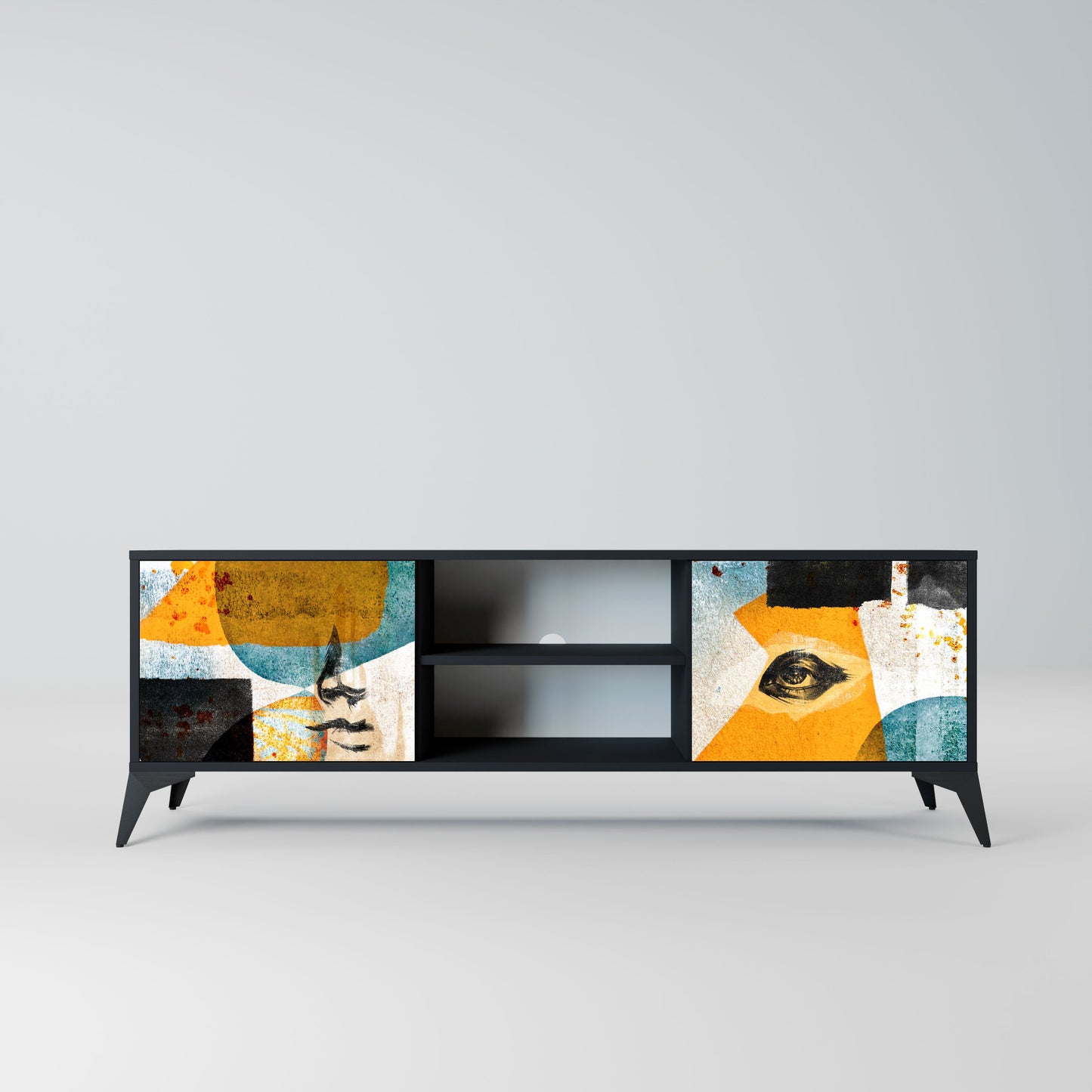 ABSTRACT FACES Mobile TV a 2 Ante in Finitura Nera