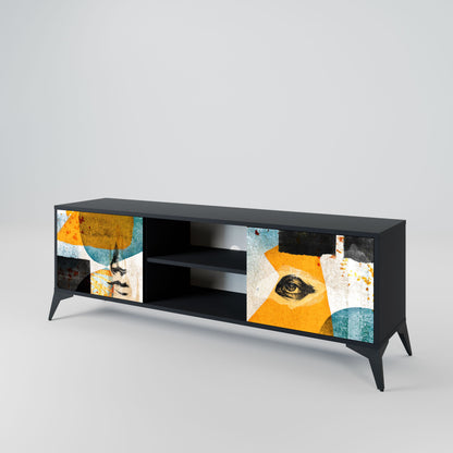 ABSTRACT FACES Mobile TV a 2 Ante in Finitura Nera