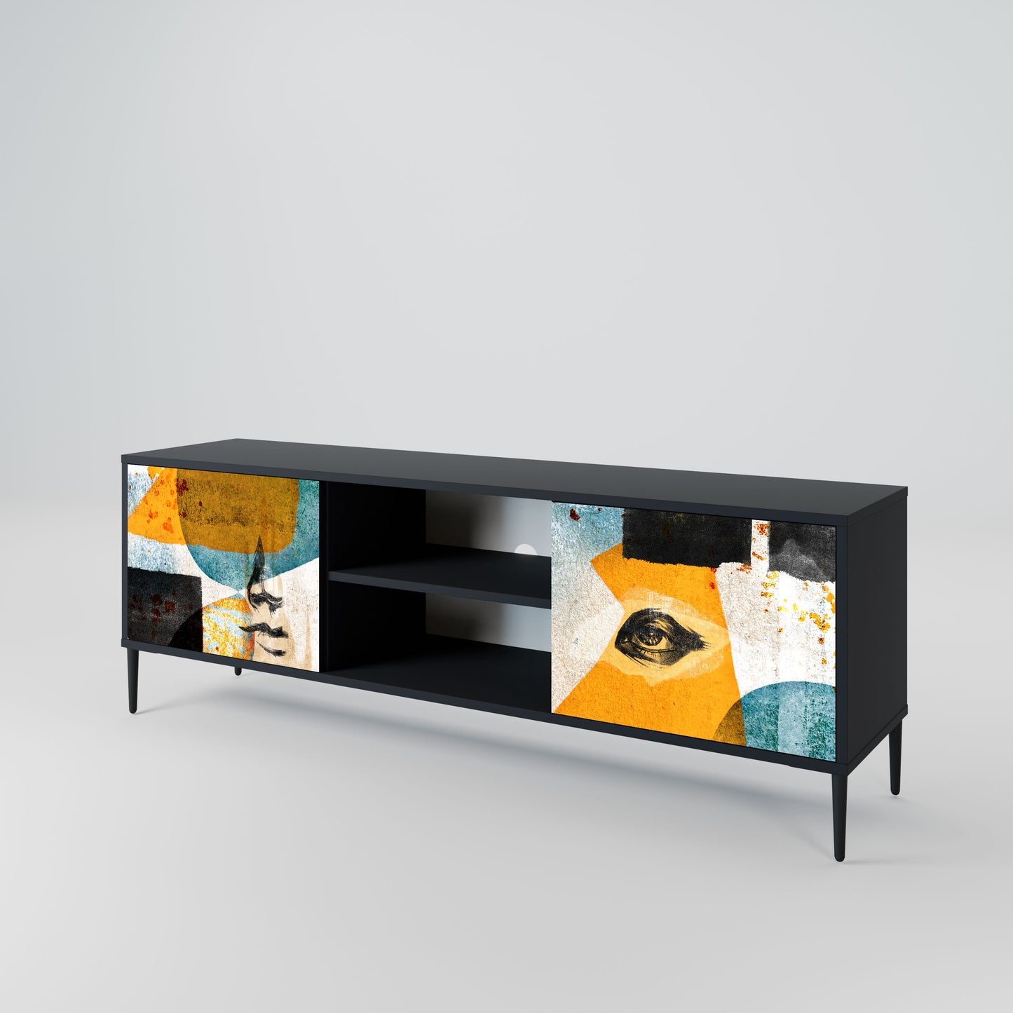 ABSTRACT FACES Mobile TV a 2 Ante in Finitura Nera