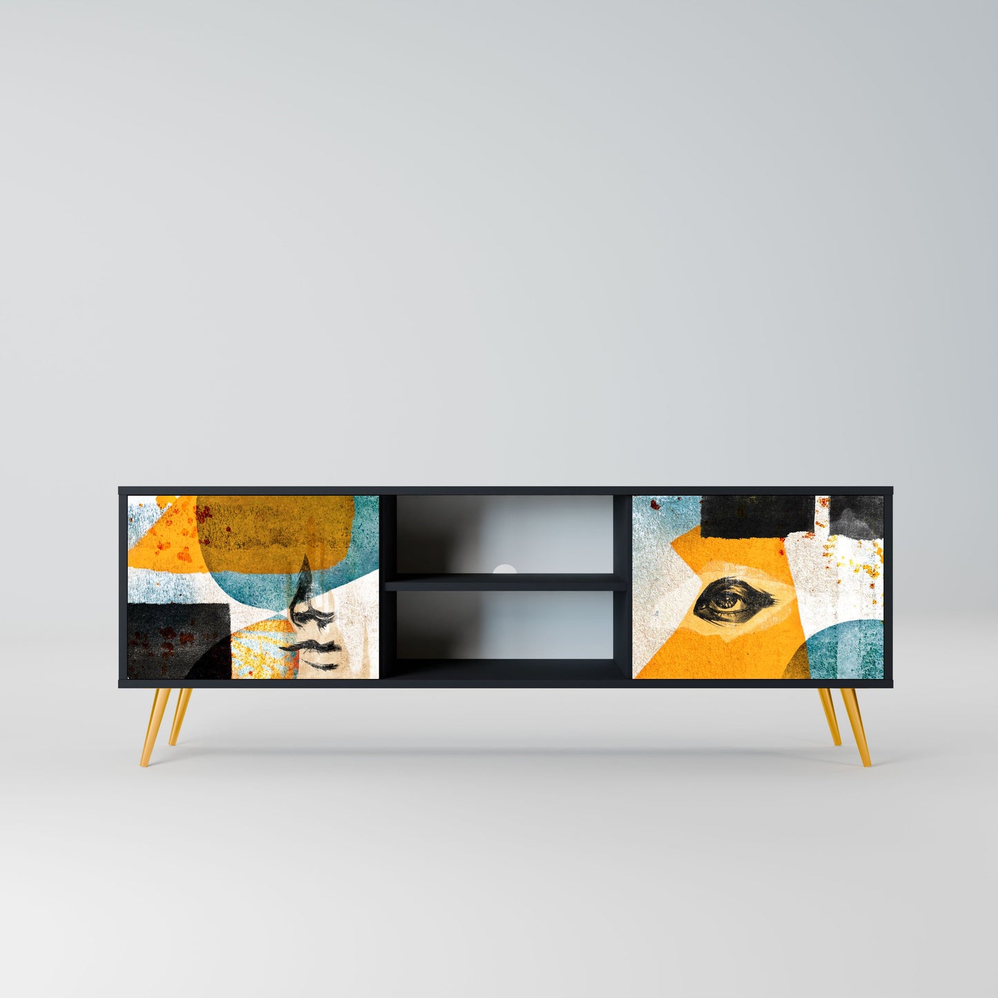 ABSTRACT FACES Mobile TV a 2 Ante in Finitura Nera