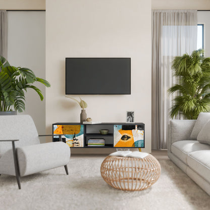 ABSTRACT FACES Mobile TV a 2 Ante in Finitura Nera