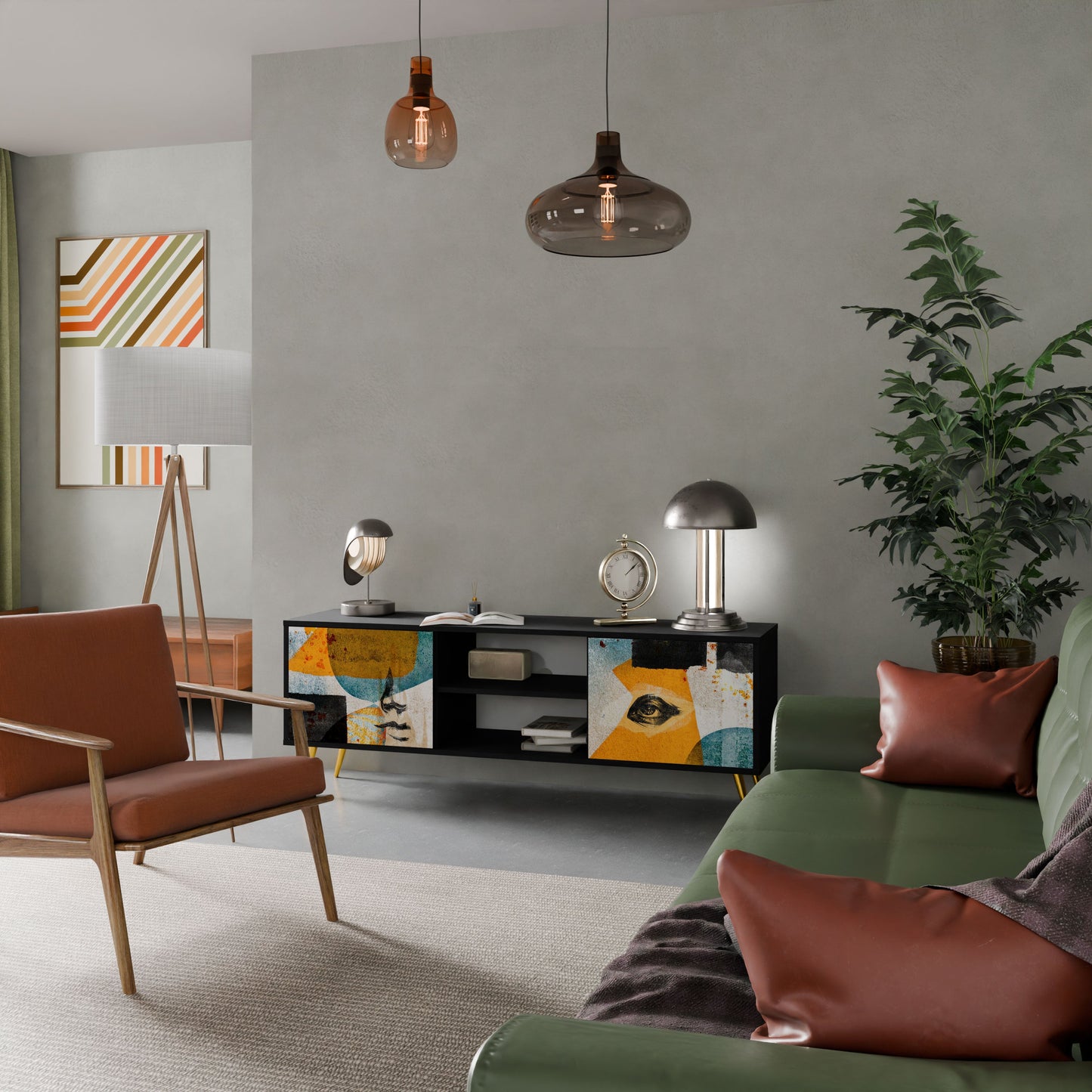 ABSTRACT FACES Mobile TV a 2 Ante in Finitura Nera