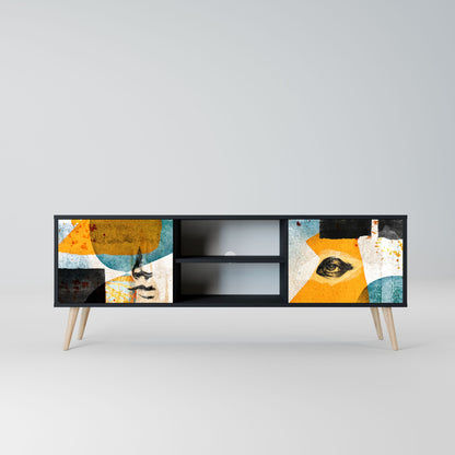 ABSTRACT FACES Mobile TV a 2 Ante in Finitura Nera