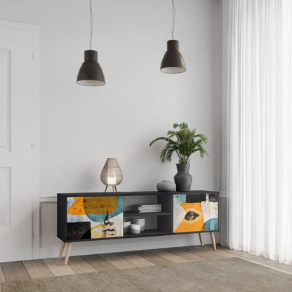 ABSTRACT FACES Mobile TV a 2 Ante in Finitura Nera