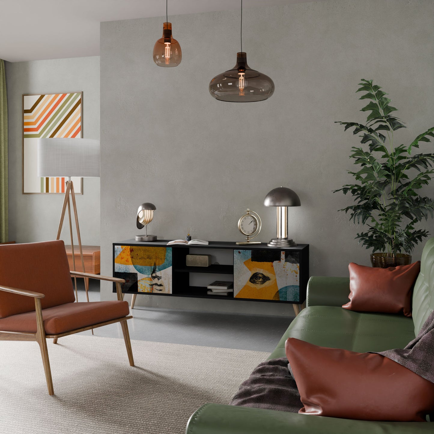 ABSTRACT FACES Mobile TV a 2 Ante in Finitura Nera