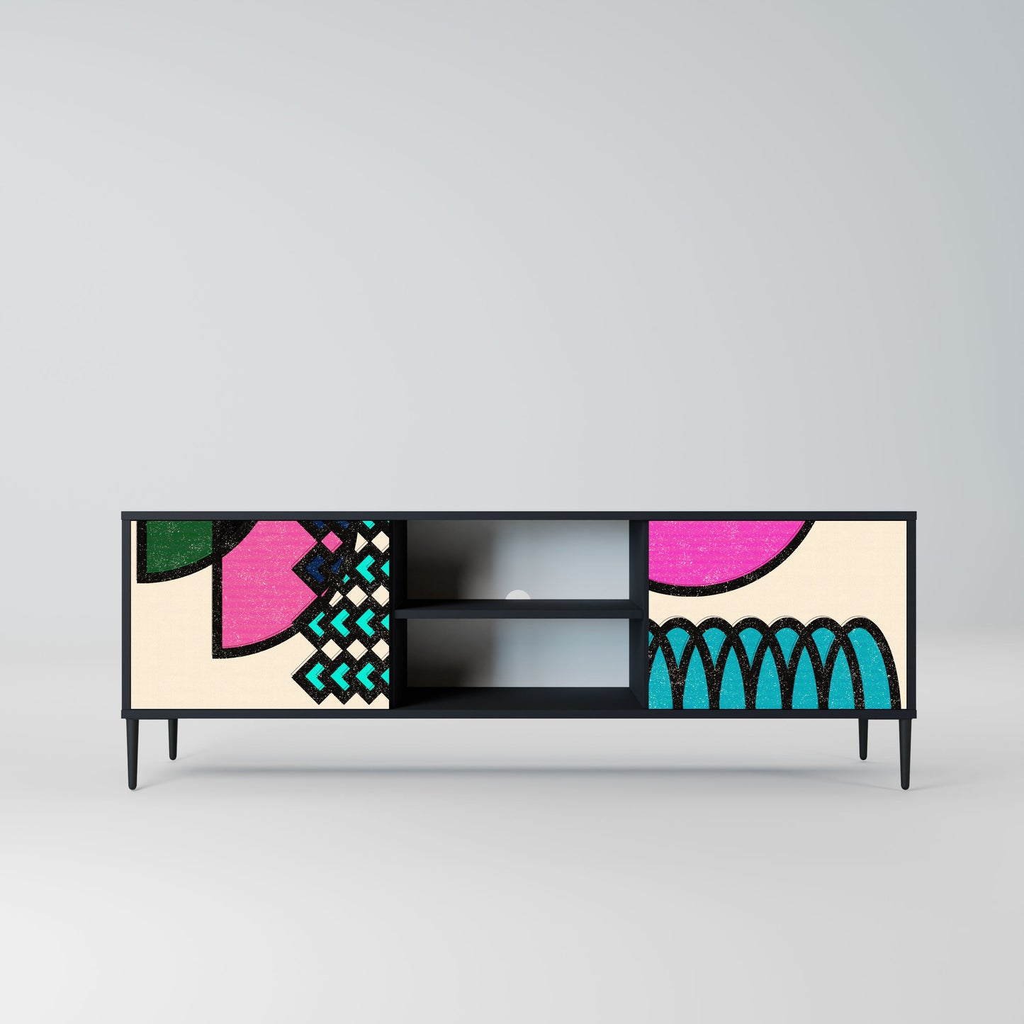 GEOMETRIC RHAPSODY Mobile TV a 2 Ante in Finitura Nera