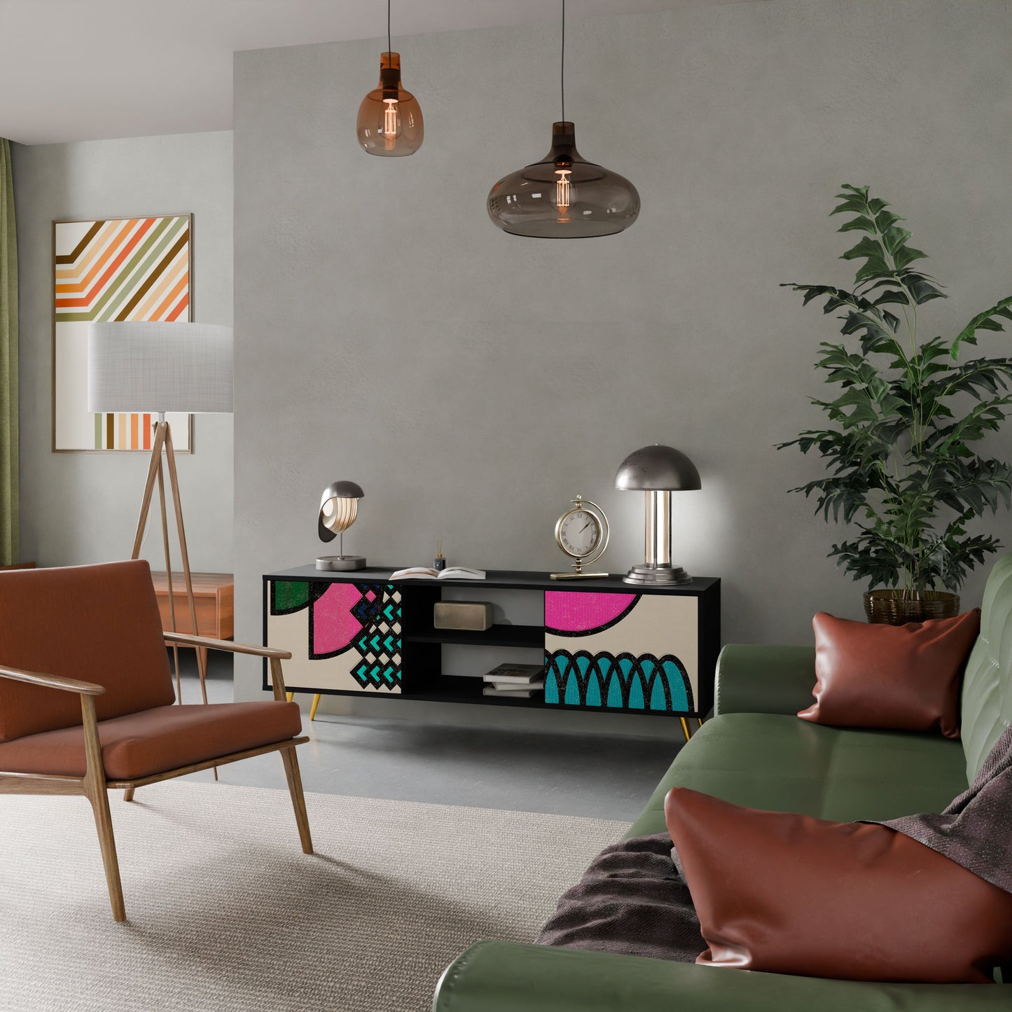 GEOMETRIC RHAPSODY Mobile TV a 2 Ante in Finitura Nera