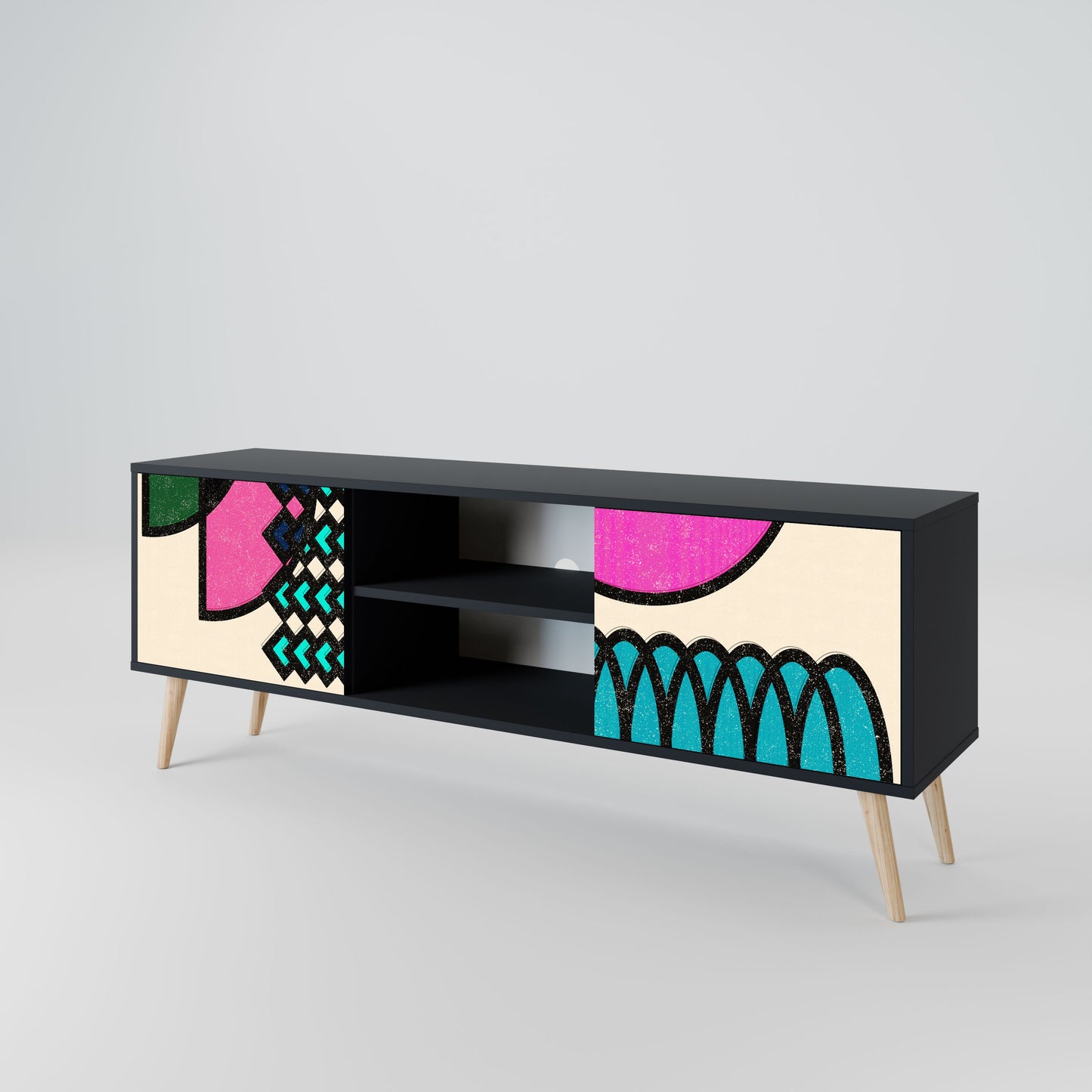 GEOMETRIC RHAPSODY Mobile TV a 2 Ante in Finitura Nera