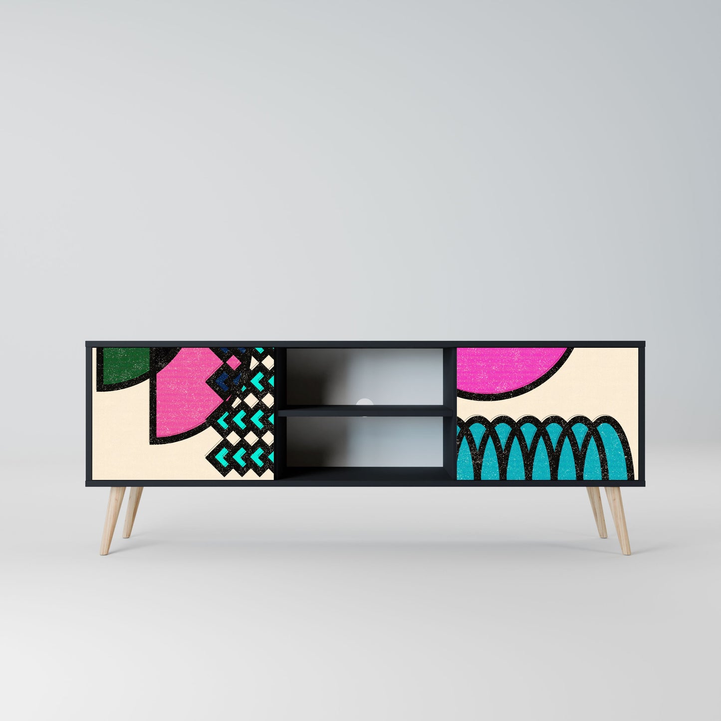 GEOMETRIC RHAPSODY Mobile TV a 2 Ante in Finitura Nera