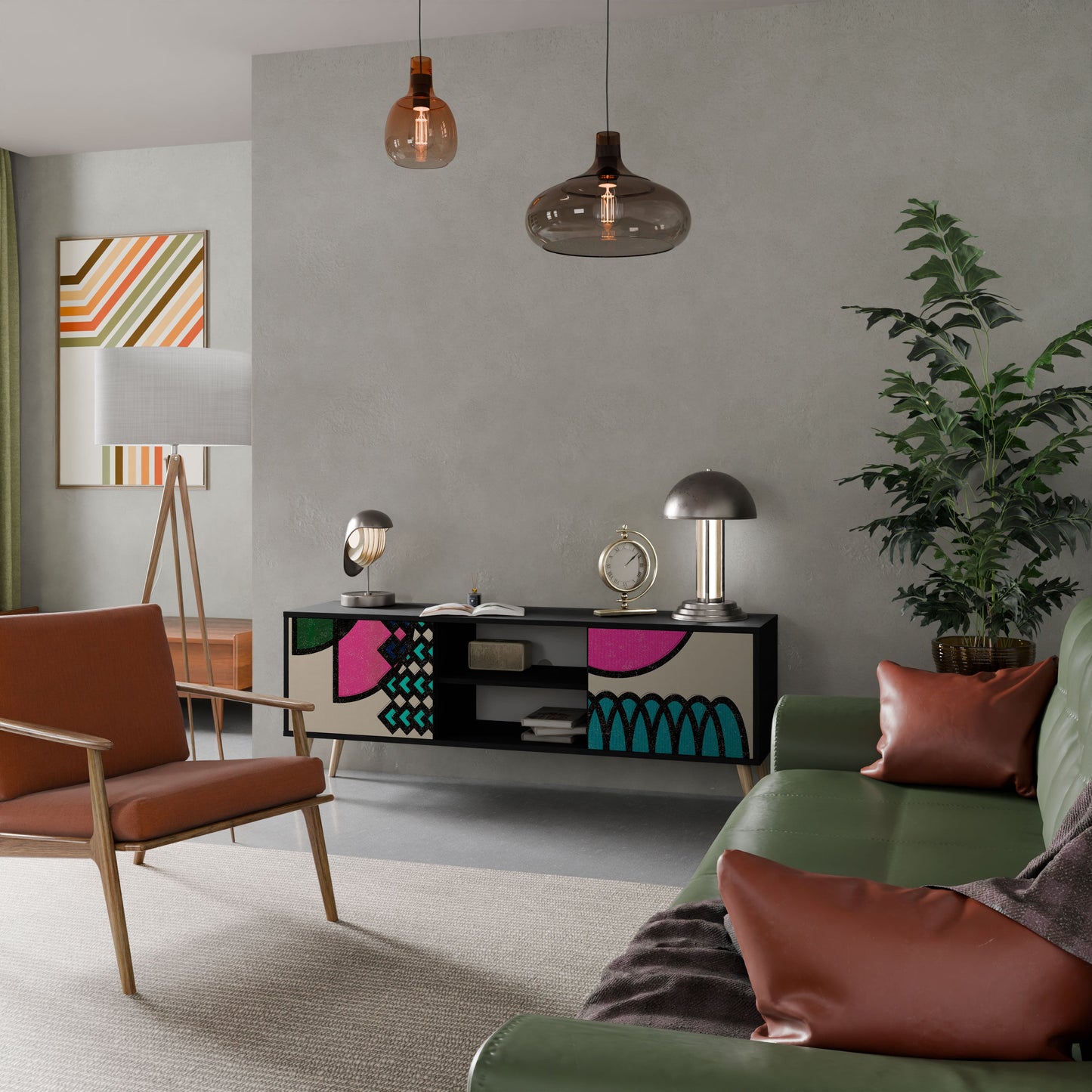 GEOMETRIC RHAPSODY Mobile TV a 2 Ante in Finitura Nera