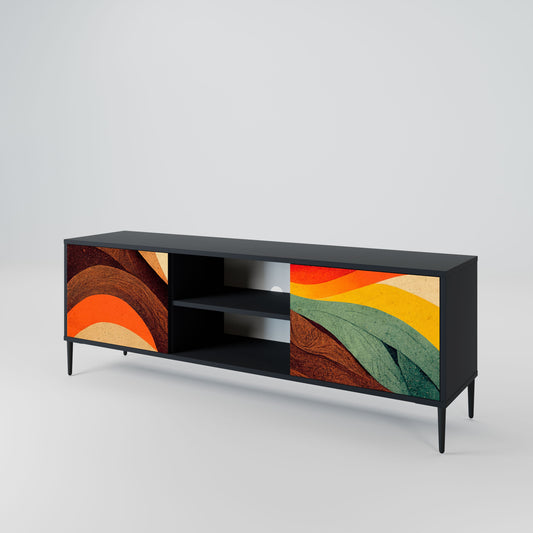 COLORFUL STRANDS 2-Door TV Stand in Black Finish
