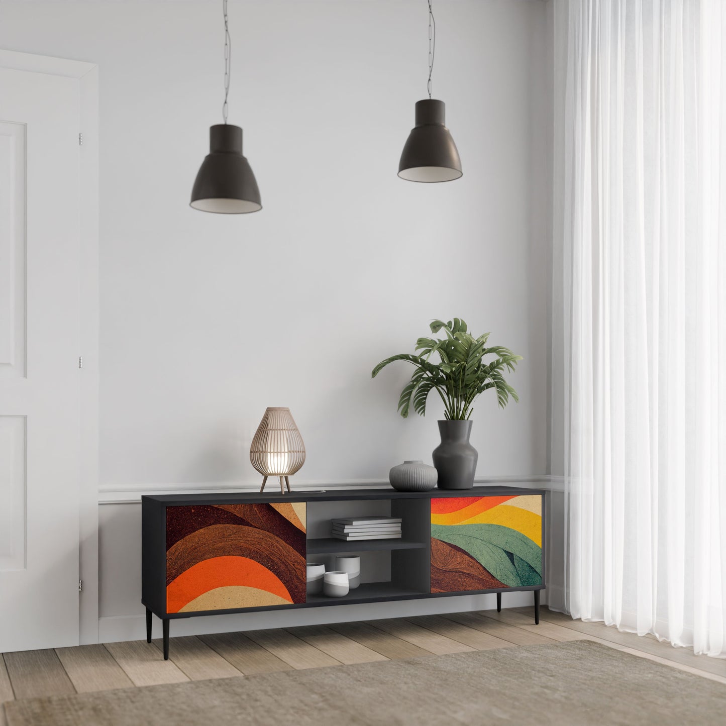 COLORFUL STRANDS Mobile TV a 2 Ante in Finitura Nera