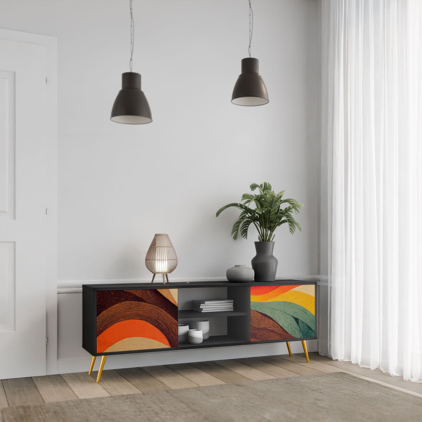 COLORFUL STRANDS Mobile TV a 2 Ante in Finitura Nera