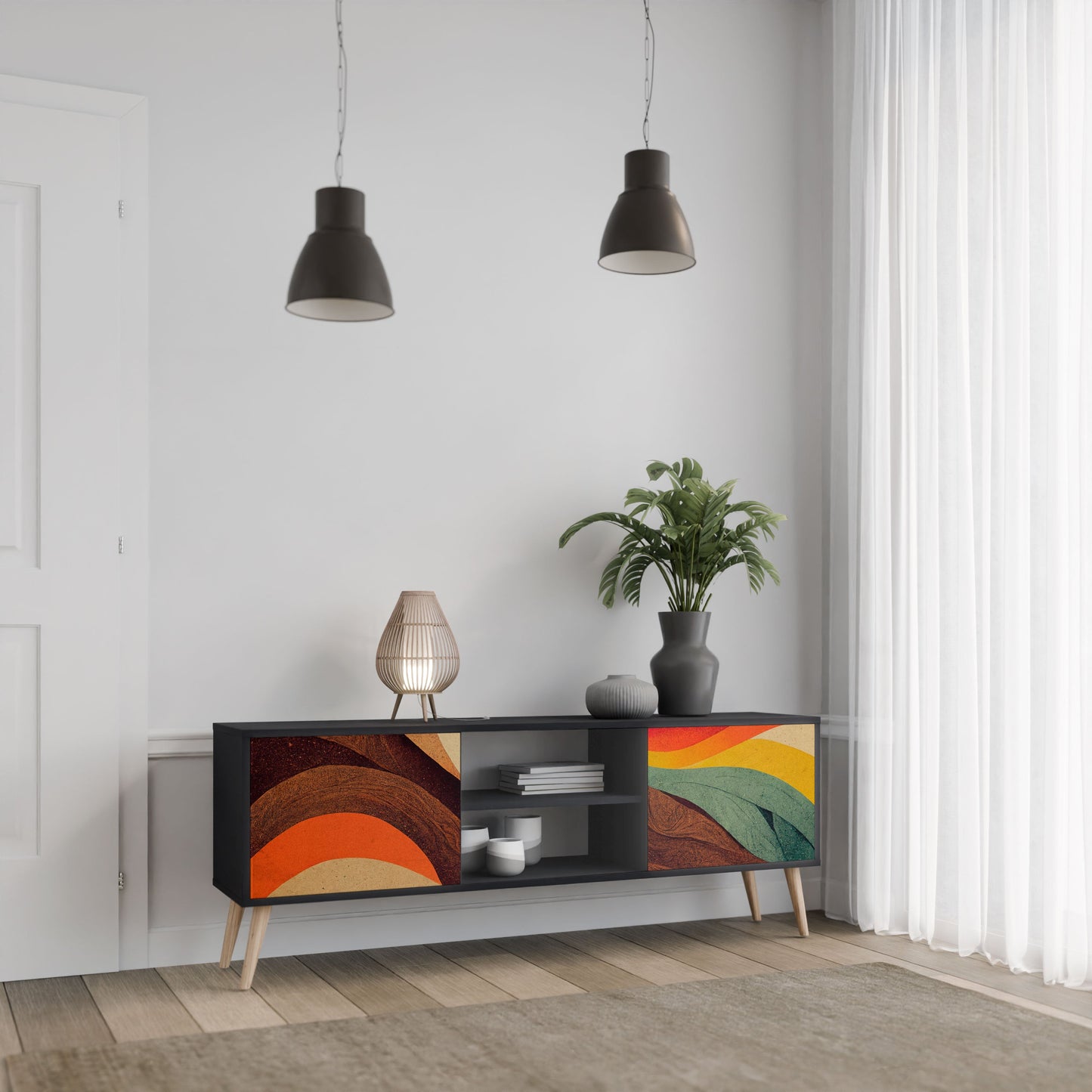 COLORFUL STRANDS Mobile TV a 2 Ante in Finitura Nera